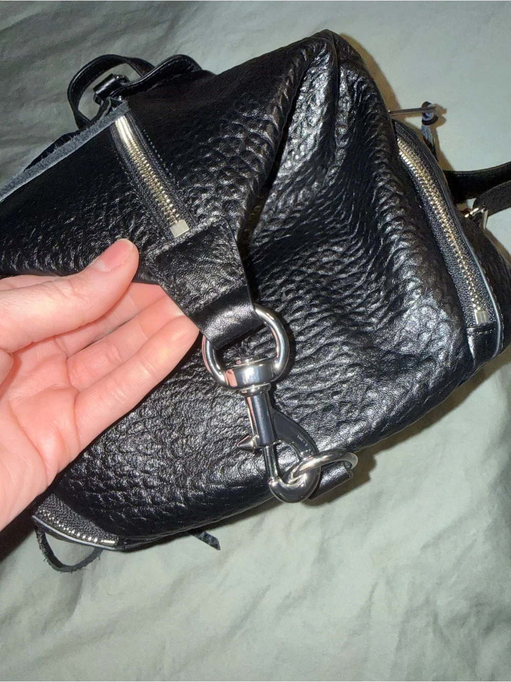 rebecca minkoff julian regular medium black pebbled leather backpack